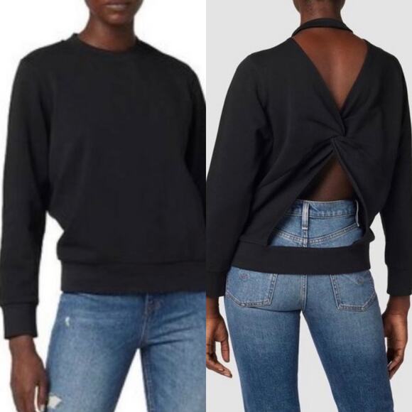 Hudson Open Back Twist Terry Knit Sweatshirt Women Large NWT Cotton - Picture 1 of 11